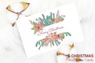 5 Christmas Cards Watercolor Decoration