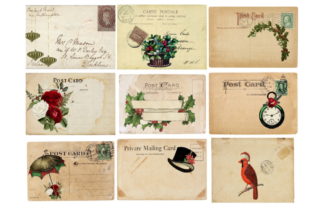 Alice in Wonderland 9 Christmas Postcard Illustrations