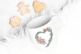 Christmas Card with Heart-shape Wreath Illustrations
