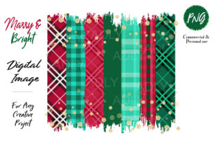 Christmas Holiday Red Green Brush Stroke Illustrations