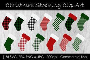 Christmas Stocking Buffalo Check Graphic Illustrations