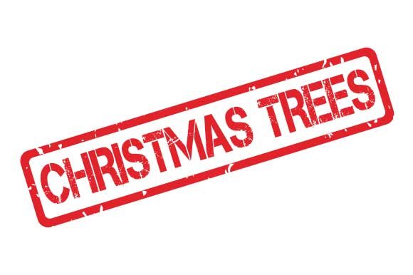 Christmas Trees Rubber Stamp Stencil Illustrations
