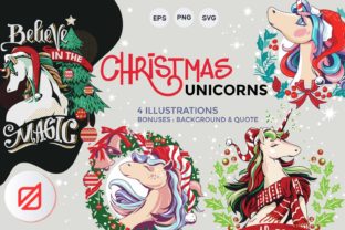 Christmas Unicorn Set Illustrations
