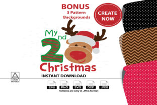 Cute 2nd Christmas Reindeer Boy Clipart Illustrations