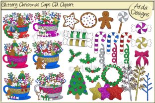 Glittered Christmas Cups Illustrations for Branding