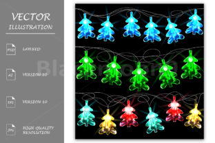 Glowing Christmas Trees Illustrations