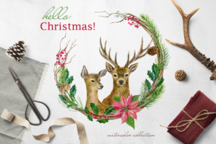 Hello Christmas Watercolor Set Illustrations