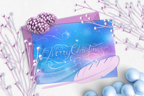 Merry Christmas Calligraphy Gift Card Illustrations