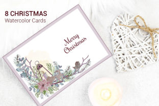 Merry Christmas Watercolor Greeting Card Illustrations