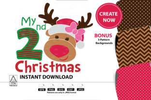 My 2nd Christmas Girl Reindeer Illustrations