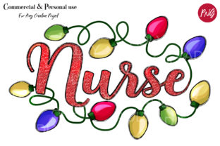 Nurse Sublimation Christmas Lights Illustrations