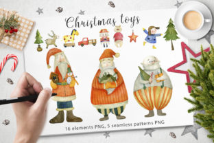 Watercolor Christmas Toys Illustrations